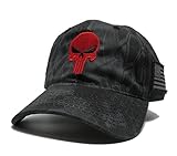 Kryptek Hat Cap Punisher Red Skull Typhon US Flag Patch Tactical