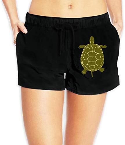 LULUZXOA Women's Beach Board Shorts Big Sea Turtle On A Black Swim Trunks Briefs Swimsuit