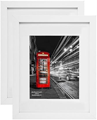 MeiC 2 Pack 11x14 Picture Frame Made to Display Photos 8x10 with Mat or 11x14 without Mat for Wall Mounting White