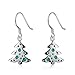 Christmas Tree Dangle Earrings - Silver Hypoallergenic Enamel Xmas Green Tree Drop Earrings for Women Girls Holiday Party Small Cute Christmas Costume Jewelry Christmas Gift Idea