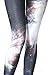 Sister Amy Women's High Waist Pure Color Digital Printted Ankle Elastic Tights Legging