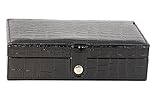 7 Day Pill Box Medication & Prescription Organizer with Leather Travel Case (Black)