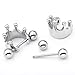 PiercingJ 2pcs 16G Stainless Steel Crown Ball Barbell Hoop Huggie Helix Cartilage Tragus Ear Lobe Stud Earring