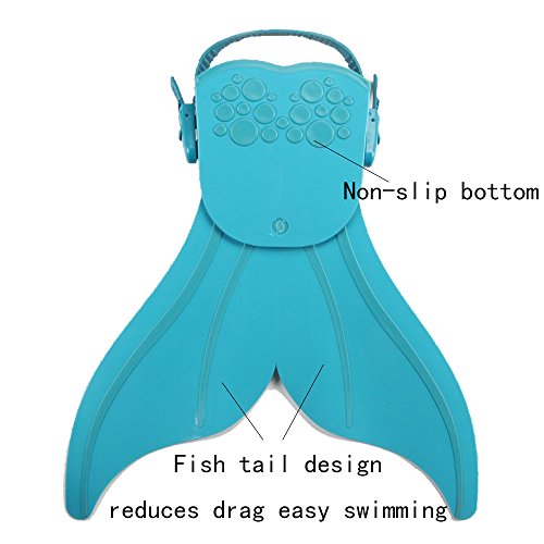 Monofin Adjustable Mermaid Tails Swim Fins with 3 Colors for Swimming with Flipper Diving Fins, Girls & Boys (Green) - Thumbnail 4