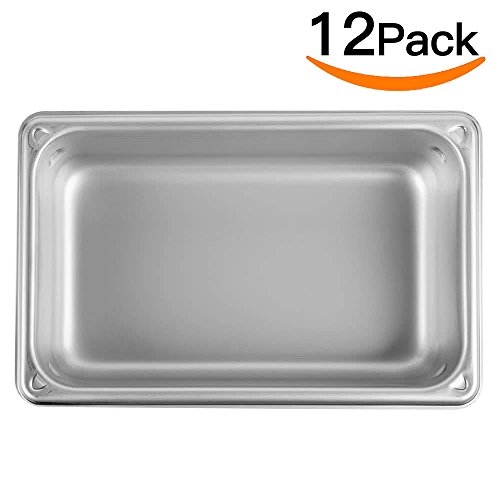 Stainless Steel Steam Table Pan 1/4 Size,ATOSA A2142 Stainless Steel Steam Table pan 2" Deep and 12 Pieces Per Carton Buffet Food Pans Food Pan Pack of 12
