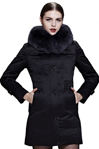 Fast Sister Women's Stylish Goose Down Jacket Thickened Down Coat -XS Black