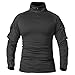 ReFire Gear Men's Military Tactical Army Combat Long Sleeve Shirt Slim Fit Camo T-Shirt with 1/4 Zipper, Black, US XX-Large(Tag 5XL)