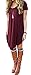 DEARCASE Women's Irregular Hem Short Sleeve Casual T Shirt Flowy Short Dress Wine Red XL