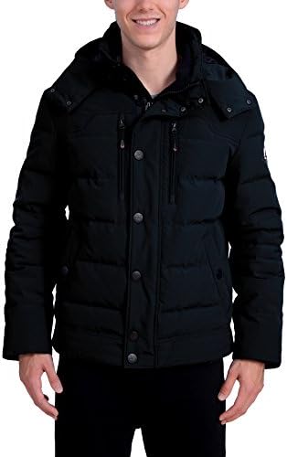 Arctic Expedition Men's Short Parka Down Winter Jacket with Removable Hood (Black, XX-Large)