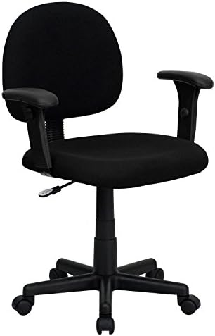 A Line Furniture Borun GG-KB-1-066-TB Black Nylon Fabric Ergonomic Swivel Office Chair with Adjustable Arms