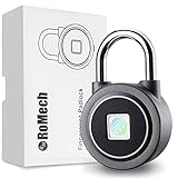 Fingerprint Padlock – RoMech 2nd Gen Smart Bluetooth Keyless Biometric Lock for Gym, Locker, Outdoor Door, Backpack, Luggage Suitcase, Bike, Office, IP65 Waterproof, USB Charging (Grey)