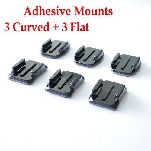 Adhesive mounts for gopro hero hero2 hero3 hero3+, 3 curved + 3 f…