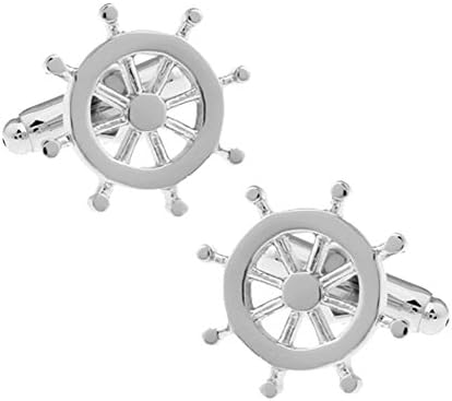 SMOK OKO Silver Fashion Ships steering Wheel Creative 2 PCS Mens Shirts Cufflinks