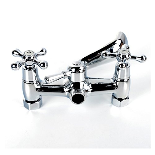 Mochiglory Vintage Brass Bathroom Handle Shower Combo 4.7"-6.12" Centers Clawfoot Bathtub Faucets Mixer Tap Polished Chrome