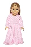 Pink Star Nightgown For American Girl Dolls with Matching Hair Ribbon