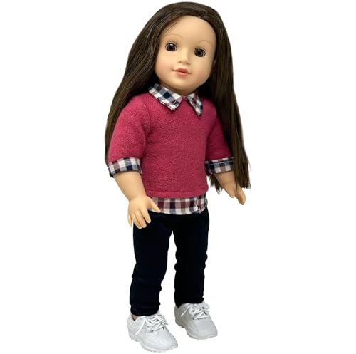 18 Inch Dolls with Soft Hair and Accessories Soft Body Doll with Sleeping Eyes, Poseable Vinyl Arms & Legs, Dress Outfit Cute 18
