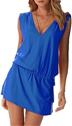 LONGTOU Summer Women Boho Sexy V-Neck Sleeveless Baggy Beach Casual Dresses Plus Size Vestidos