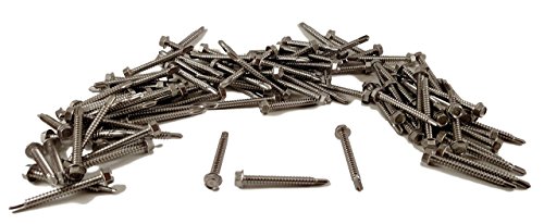 Stainless #12 x 2" Hex Washer Head Self Drilling Sheet Metal Tek Screws with Drill Point (1/2" to 2-1/2" Lengths in Listing), 100 Pieces (#12 X 2 INCH) - Thumbnail 2
