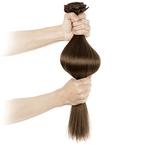 100% Remy Clip in Hair Extensions Remy Human Hair Standard Weft Natural Hair 8 Pieces 18 Clips Long Smooth Soft Silky Straight 20"/20inch 3.7 OZ