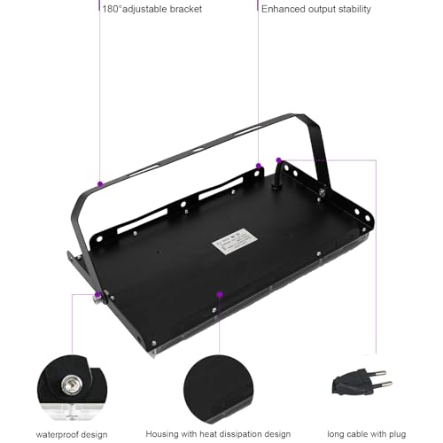 CREATESTAR LED Black Light 300 W 2 Pieces, IP66 Waterproof Spotlight with 1.5 m Plug, Lamp for Party Glow Aquarium Bar Fluorescent Poster Halloween Disco