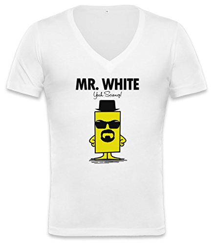 Mr White Unisex Deep V-neck T-shirt Small