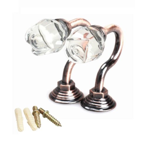 2PCS Crystal Robe Hooks - Design Coat, Hat, Utility and Towel Hook for Bathroom &amp; Kitchen - Zinc Alloy Wall Hanger Holder