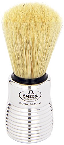 Omega Hog Bristle Shaving Brush With Chromed Plastic Handle