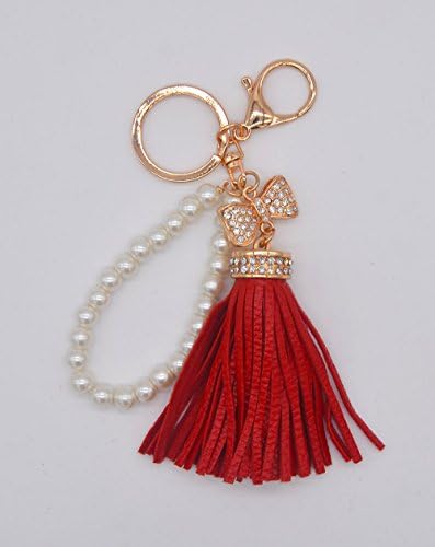 Yinfaxin (Butterfly shape) Fashion Tassel Bag Handbag Key Ring Car Key Pendant , Keyring Women Handbag Charm (red)