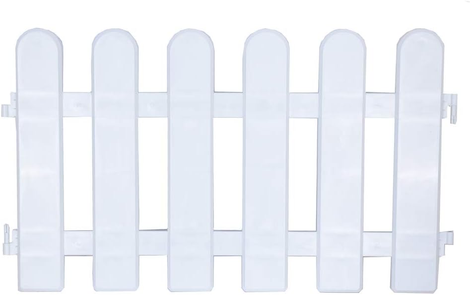 Hineway Plastic Picket Decorative Fence Edging Border Nursery Garden Fences Christmas Tree Decor Wall Border Picket Fence White PVC Fences 4 Pieces Set (L) 20''X(W) 12''X(H) 0.4''