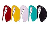 From0 Letter Opener for Mail, Paper & Stationery | 5 Pack (Black, Red, White, Yellow & Green) | Features Guiding Tip, Sharp Easy Glide Slicer & Keychain Hole | Tool Opens Packages & Cardstock Too