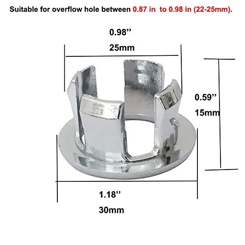 Kitchen Bathroom Basin Sink Hole Round Trim Chrome Overflow Cover Replacement Part, Pack of 4