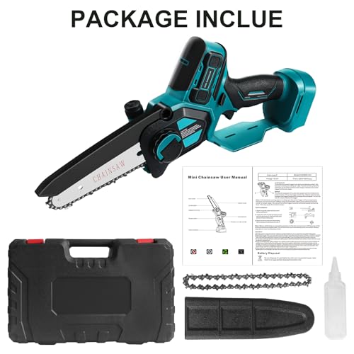 QUPERR Battery Pruning Saw 15 cm Compatible with Makita 18 V Battery, Brushless Mini Battery Chainsaw with Automatic Chain Lubrication for Wood Cutting and Gardening (without Battery and Chain Oil)