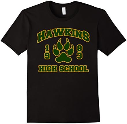Mens Hawkins High School Retro 80's School T-Shirt XL Black