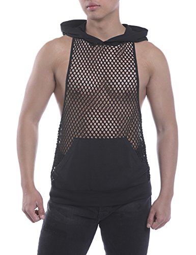 Hequ men s sexy see through pattern fishnet mesh muscle…