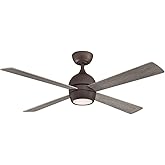 Fanimation Kwad 4 Blade Ceiling Fan 15.05 Inches Tall and 52 Inches Wide with Matte Greige Finish and Weathered Wood Blades