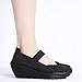HKR Womens Wedge Sandals Woven Closed Toe Platform Mary Jane Sandles Comfortable Work Shoes Black 10 US(889heise42)