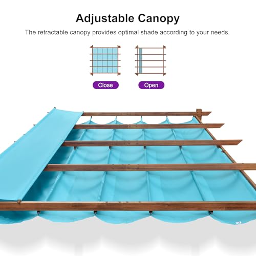 PURPLE LEAF Pergola 10' x 13' with Light, Wood Grain, Turquoise Blue image 29