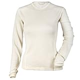 MERIWOOL Women’s Merino Wool Midweight Baselayer Crew - Cream/Extra Small