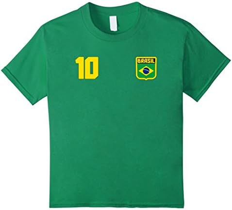 Kids BRAZIL T-shirt Brasil Brazilian Tee Retro Soccer Football 12 Kelly Green