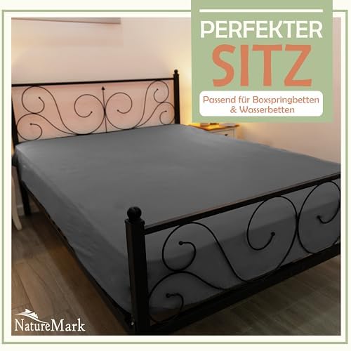 NatureMark Mikrofaser SPANNBETTLAKEN 2er Pack zum Sparpreis! viele Größen und Farben Markenware (Bettlaken 90x200-100x200 cm, Anthrazit Grau) 2
