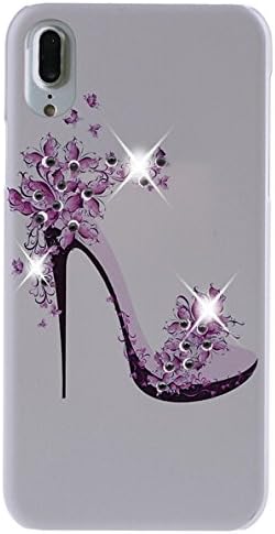 CXMALL iPhone X Case, Hard Plastic Back Protective Cover Case with Bling Glitter Crystal Rhinestones Diamond for iPhone X 10 5.8 inch (High Heel Shoes)