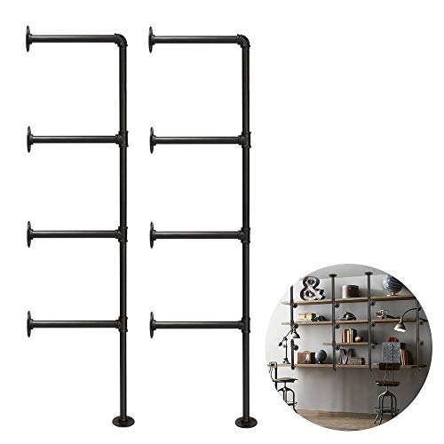 Industrial Pipe Shelving, Retro Rustic Iron Pipe Shelf Wall Mount Shelf Bookshelf Unit,Mounted Bracket,No Planks(2 pcs),Black.