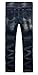 FEESON Men's Straight Leg Slimming Fit Distressed Loose Denim Jeans Dark Blue W34