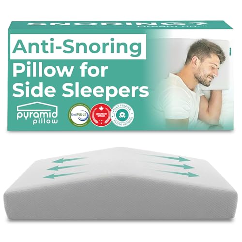 Pyramid Pillow – La original almohada antironquidos para dormir de lado, solución y remedio para ronquidos, almohada de espuma viscoelástica inclinada para apoyo de las vías respiratorias, almohada