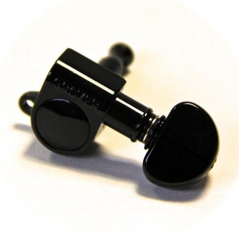 Grover 205BC6 Rotomatic Mini 6 in Line Machine Heads, Black Chrome