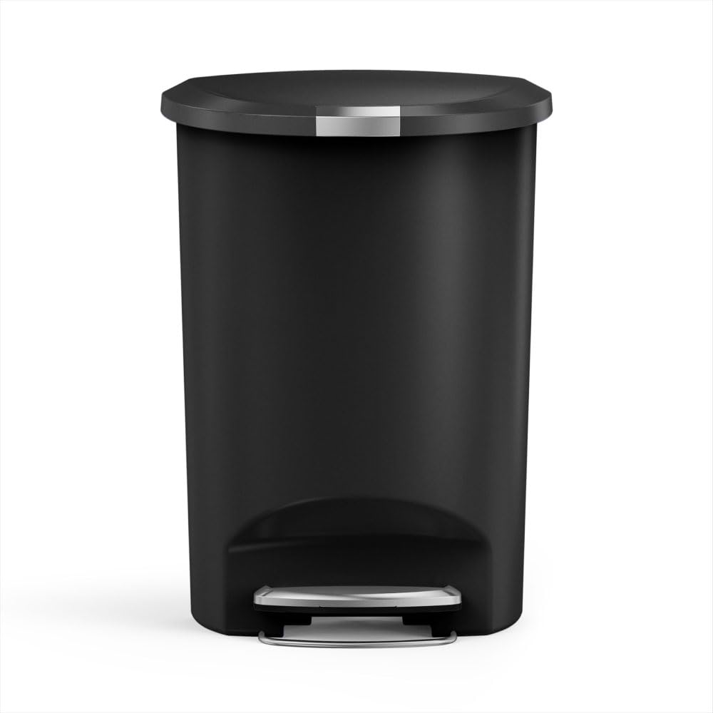 Photo 1 of ***USED***simplehuman 50 Liter / 13 Gallon Semi-Round Kitchen Step Trash Can with Secure Slide Lock, Black Plastic