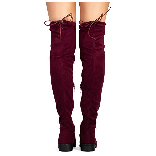 RF Stretchy Over The Knee Riding Boots Burgundy Size.11