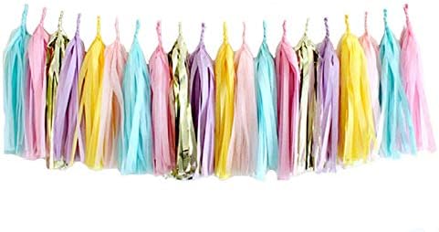 30 PCS Tissue Paper Tassel DIY Party Garland for Birthday, Bridal Shower, Baby Shower, and All Events(Unicorn Pastal)