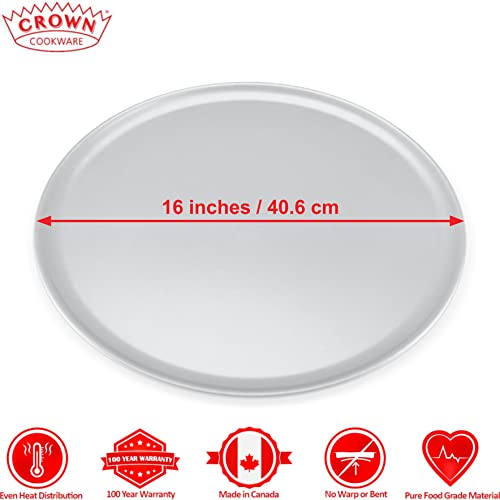 Crown Pizza Pans 16 inch, 2 Pack, Sturdy, Rust Free, Pure Aluminum