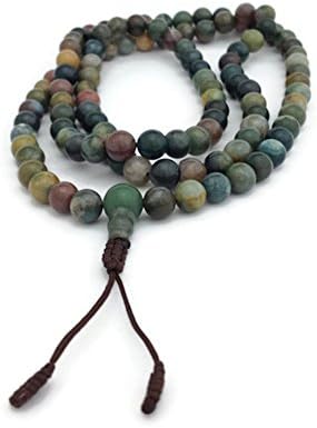 Mixed Agate Stone 108 Beads Full Mala Necklace for Meditation and Yoga